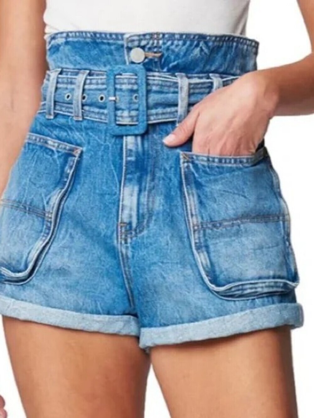 Blank NYC NWT Overboard High Waist Paper Bag Denim Jean Shorts Missing Belt 26